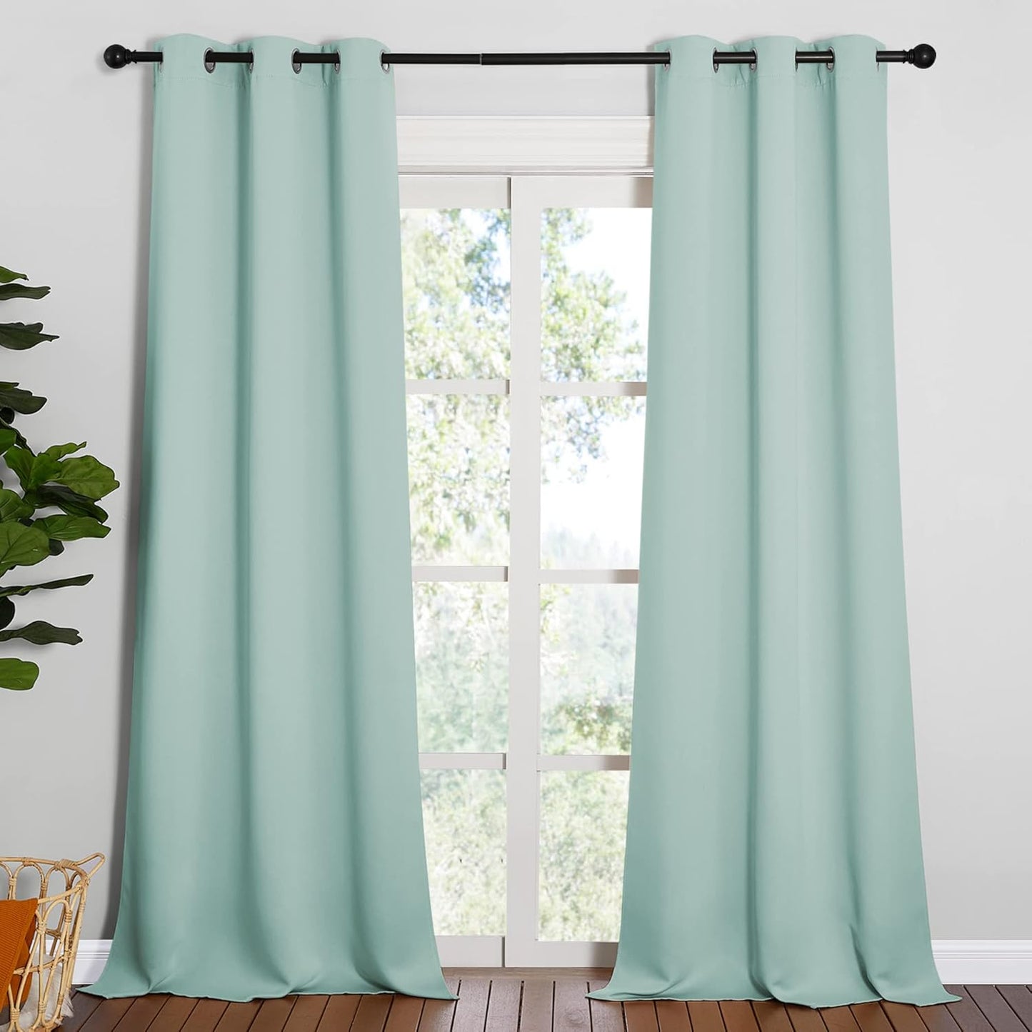 NICETOWN Blackout Curtains for Patio Glass Doors - Privacy Drapes, Aqua, 42" Wide x 95" Long (1 Pair)