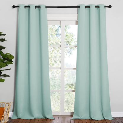 NICETOWN Blackout Curtains for Patio Glass Doors - Privacy Drapes, Aqua, 42" Wide x 95" Long (1 Pair)