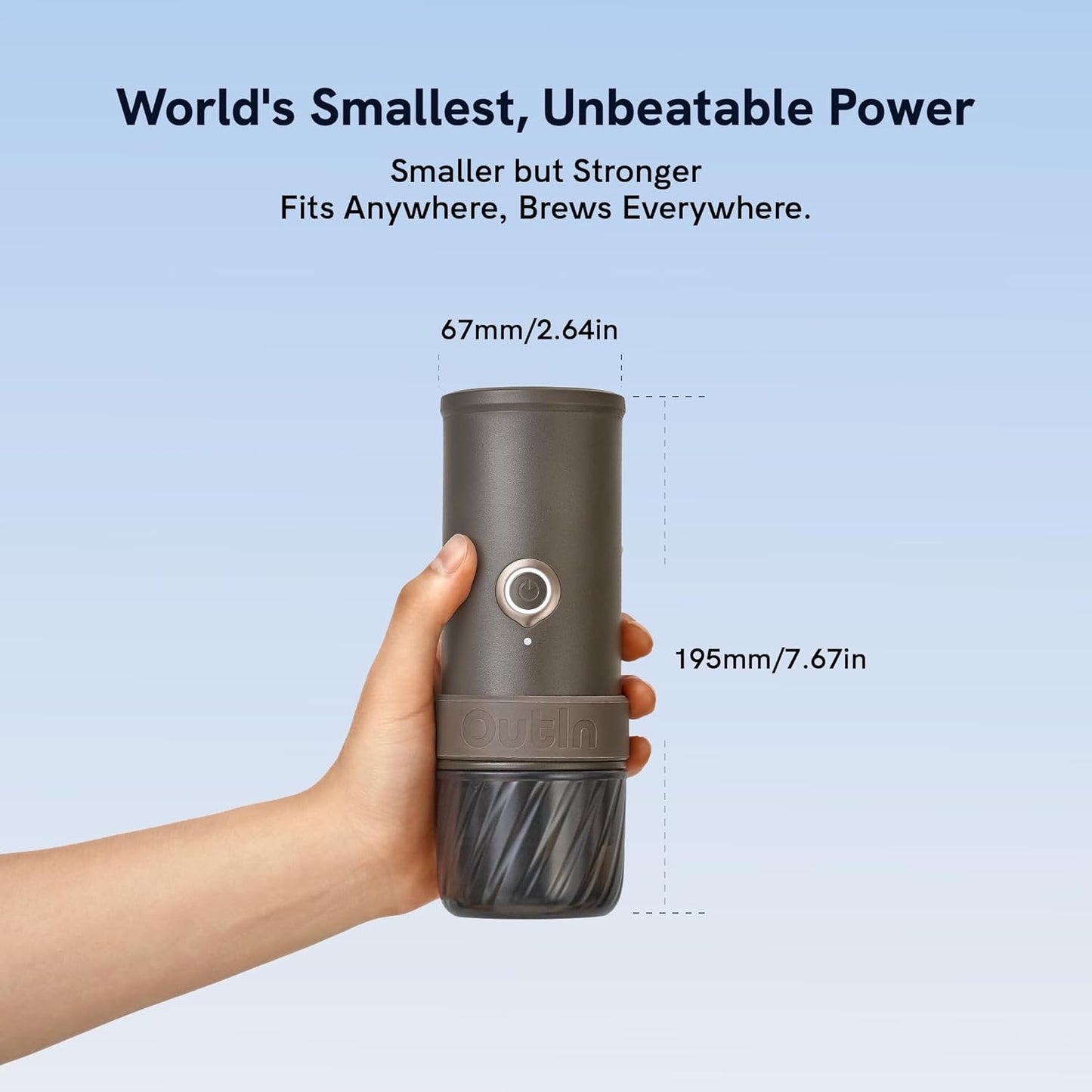 OutIn Mino Portable Electric Espresso Machine - Mini Travel Coffee Maker with Self-Heating Feature