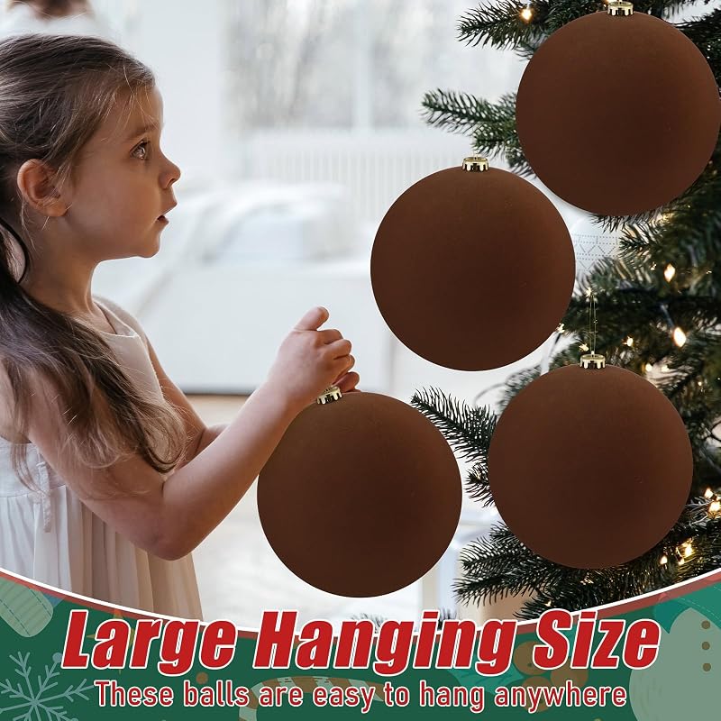 Hollowfly 4Pcs 8in Velvet Christmas Balls – Khaki Brown Variation of THIS listing