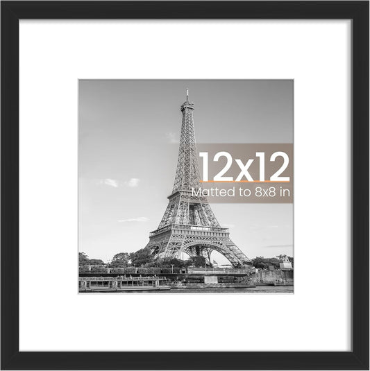 Upsimples 12x12 Picture Frame - Versatile Display for 8x8 or 12x12 Photos | Black, 1 Pack