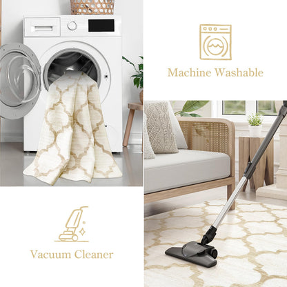 Lahome Moroccan Hallway Runner Rug 10 Ft - 2x10 Runner Rug Washable Non-Slip Kitchen Floor Runner Ultra-Thin Extra Long Runner Rug, Modern Print Carpet Runners for Entryway Stair (Beige, 2'x10')