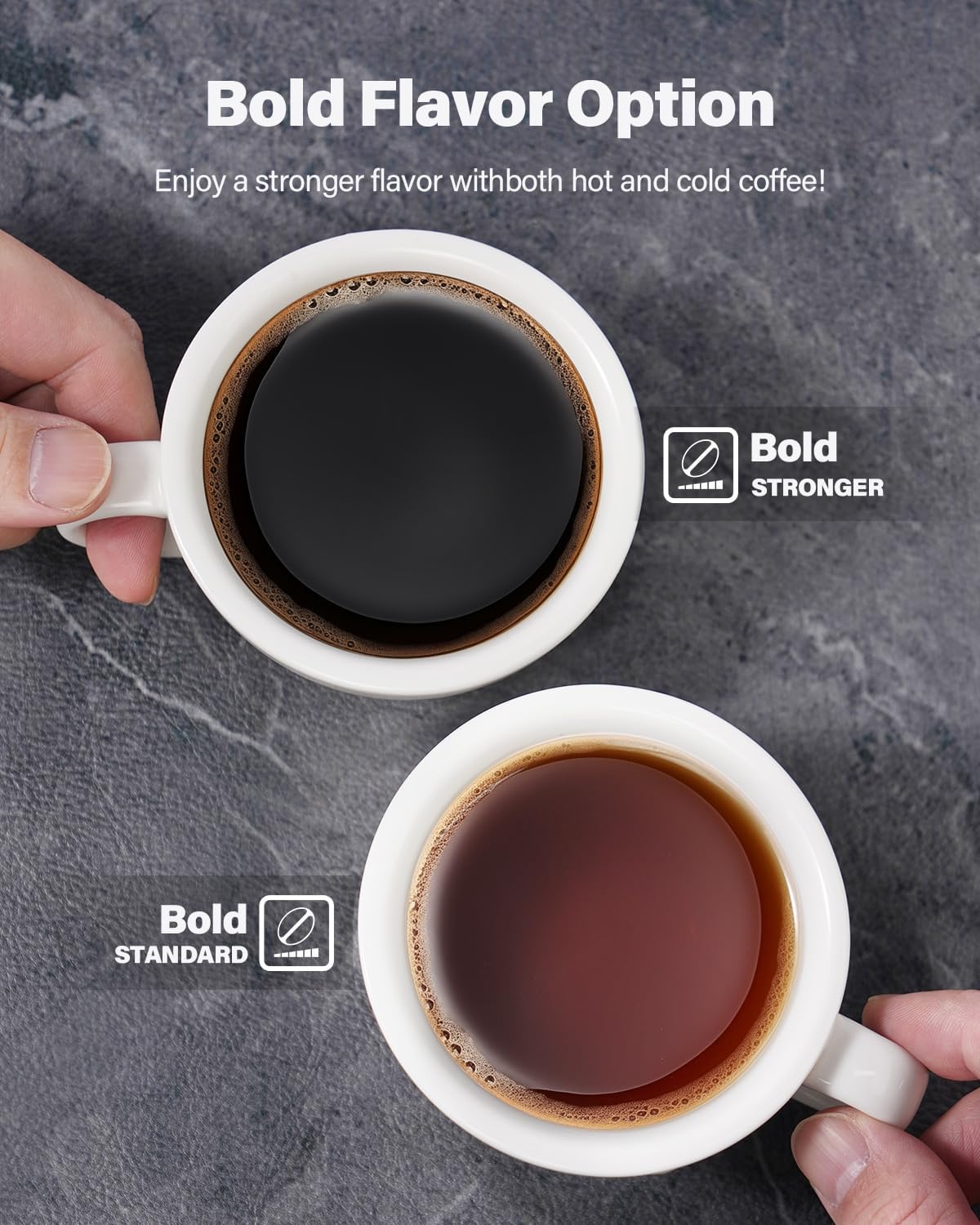 Skiennix Coffee Maker - Hot & Iced Brewing with Bold Setting | 52 Oz Tank, Single Serve for K-Cups & Grounds (Black)