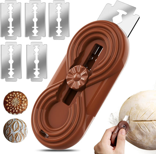 Skiennix Bread Lame Dough Scoring Knife - Upgraded Magnetic Design & Anti-Slip Handle | 5 Blades for Perfect Sourdough