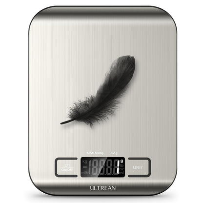 Ultrean Digital Kitchen Scale - Accurate LCD Display for Baking & Meal Prep | 11lb Capacity, 304 Stainless Steel