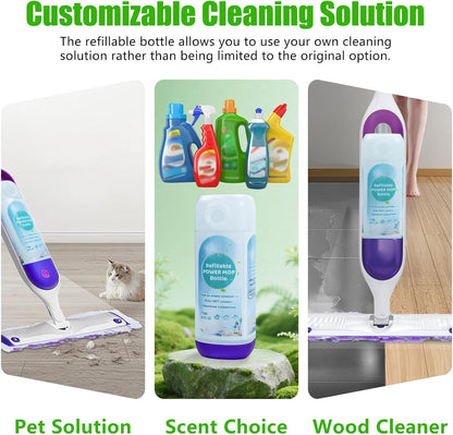 PowerMop Refillable Bottle - 26 FL OZ Leak-Proof HDPE Container with 5 Silicone Gaskets & Funnel