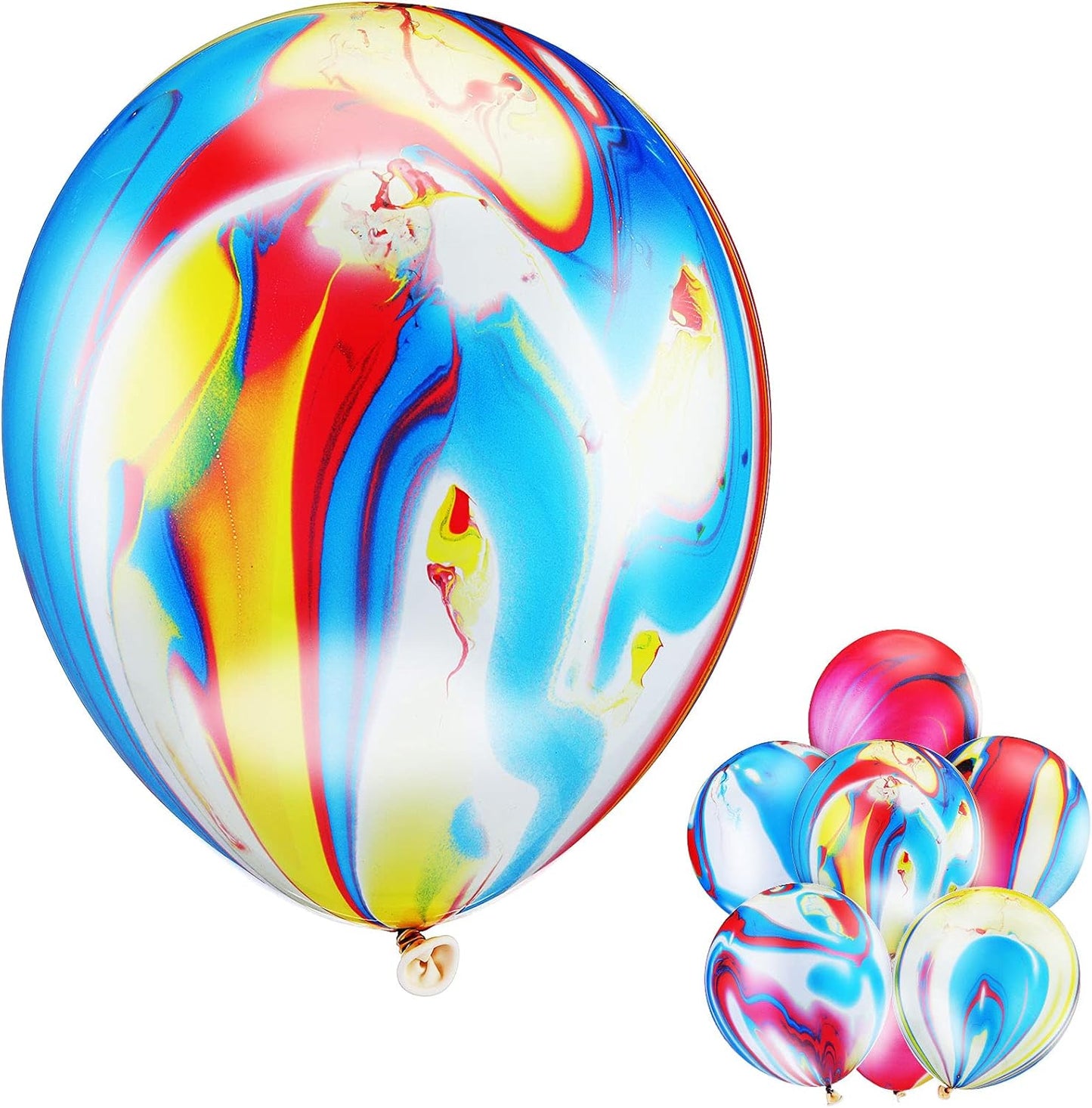 Skiennix 12-Inch Tie Dye Agate Marble Balloons - 24 Colorful Latex Balloons for Parties & Celebrations