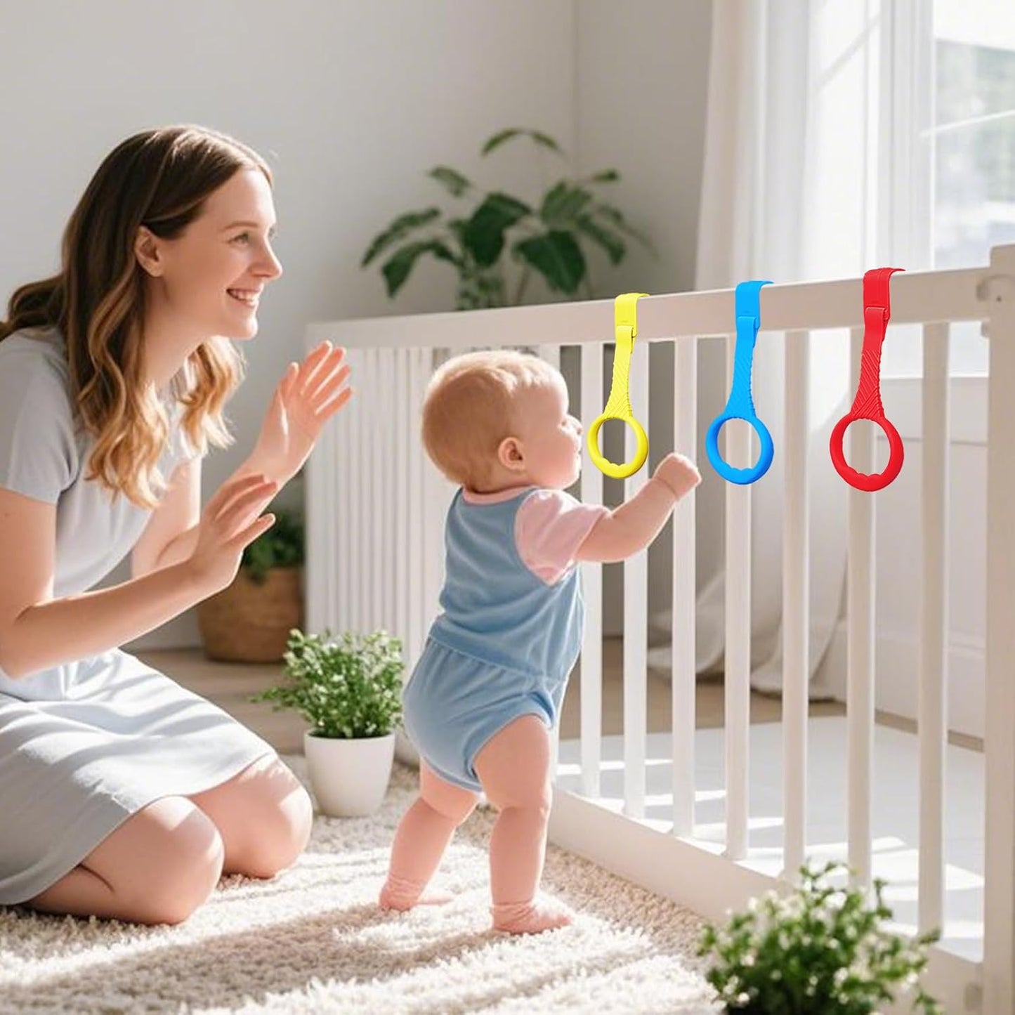 Playpen Baby Pull Up Rings by 5PCS - Premium Ergonomic Handles for Infants & Toddlers - 5 Color Options