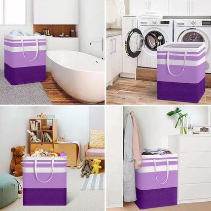 HomeHacks Large Waterproof Laundry Baskets - Collapsible Hampers with Reinforced Handles | 125L, Purple, 2 Pack