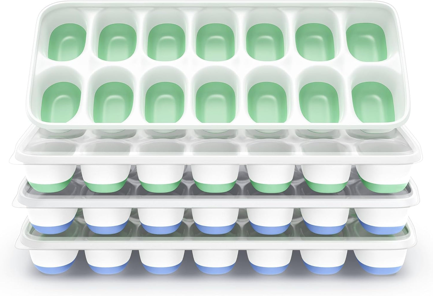 Skiennix Ice Cube Tray - Durable Stackable 4-Pack with Removable Lids for Easy Release | Perfect for Cocktails & Coffee