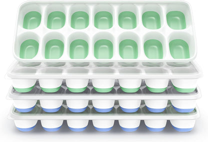 Skiennix Ice Cube Tray - Durable Stackable 4-Pack with Removable Lids for Easy Release | Perfect for Cocktails & Coffee