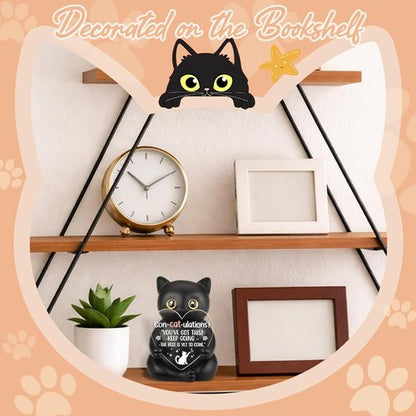 FOKCBOCM Con-Cat-ulations Desk Decor | Encouragement Gift for Graduates & Cat Lovers - Unique Collectible Figurine