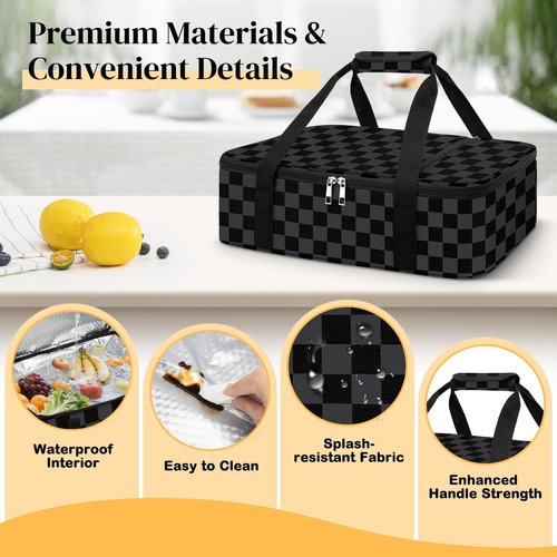 Coobiiya Insulated Casserole Carrier - Keeps Food Hot or Cold | Portable 9" x 13" Lasagna Tote Bag