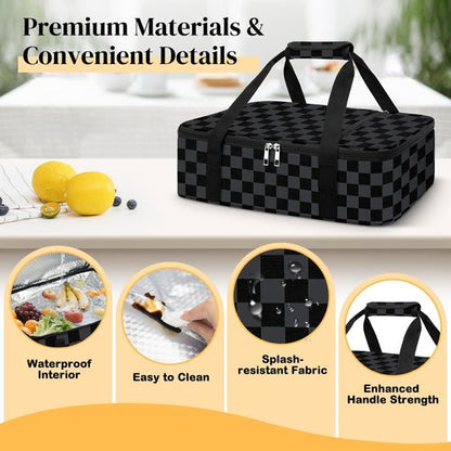 Coobiiya Insulated Casserole Carrier - Keeps Food Hot or Cold | Portable 9" x 13" Lasagna Tote Bag