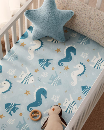 Yoofoss Baby Crib Sheets - Ultra Soft 2-Pack Fitted Sheets for Standard Crib & Toddler Mattress | Underwater World Design, 52x28