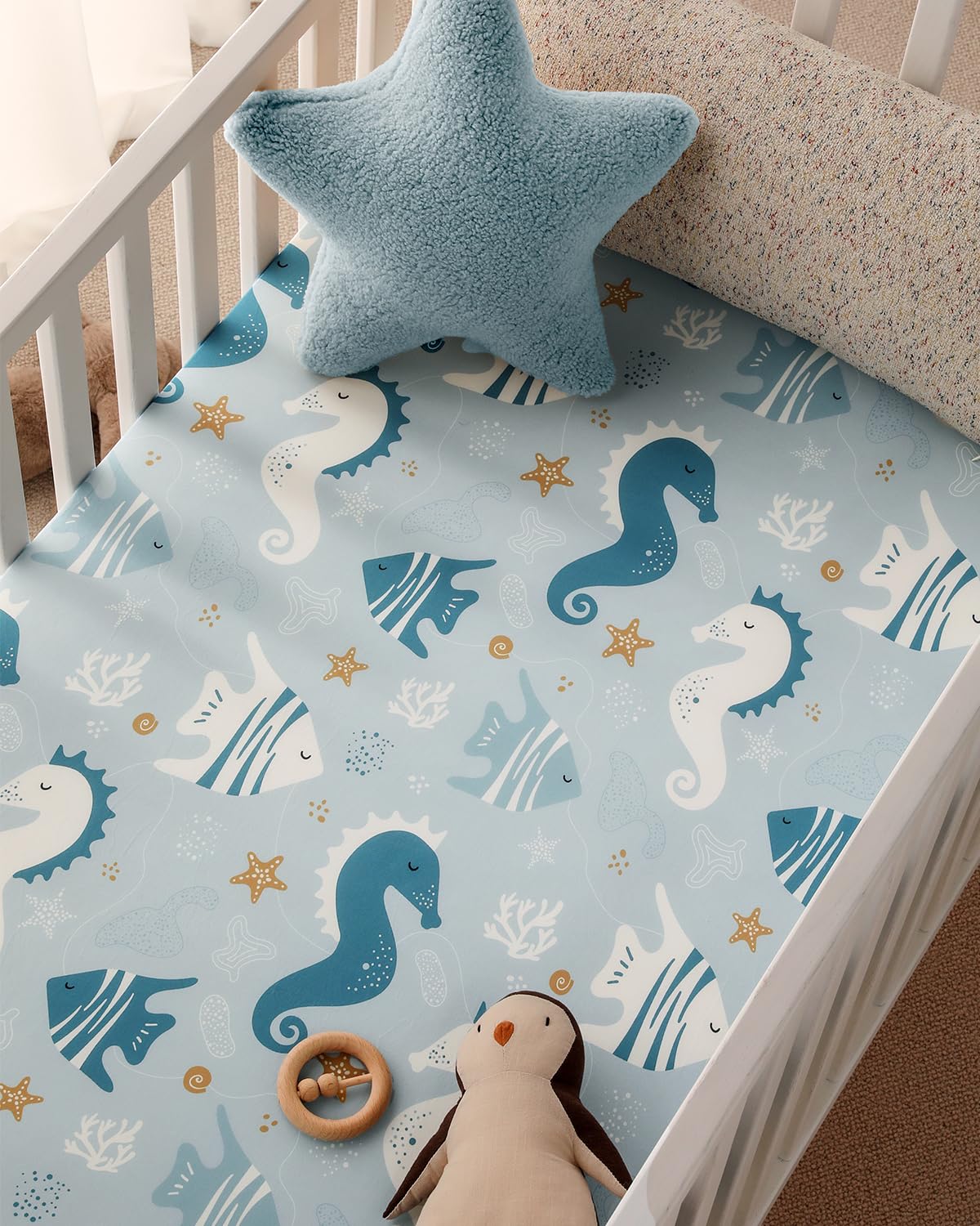 Yoofoss Baby Pack and Play Sheets 2 Pack for Boys and Girls - 38x26 Mini Crib Sheets Fitted Neutral Compatible with Graco Pack n Play Mattress,Ultra Soft Breathable Microfiber Underwater World