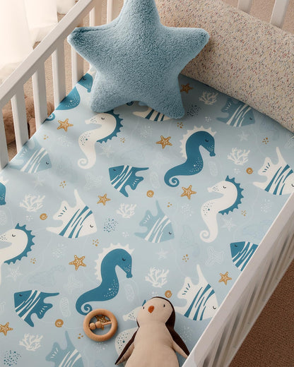 Yoofoss Baby Pack and Play Sheets 2 Pack for Boys and Girls - 38x26 Mini Crib Sheets Fitted Neutral Compatible with Graco Pack n Play Mattress,Ultra Soft Breathable Microfiber Underwater World