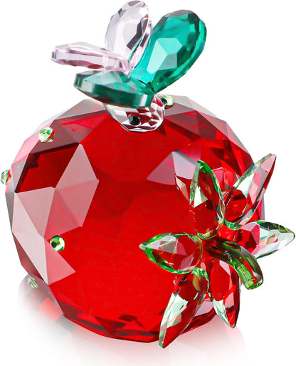 QFkris Crystal Strawberry Figurine - Mini Glass Art Collectible | Perfect Gift for Home Decor & Birthdays