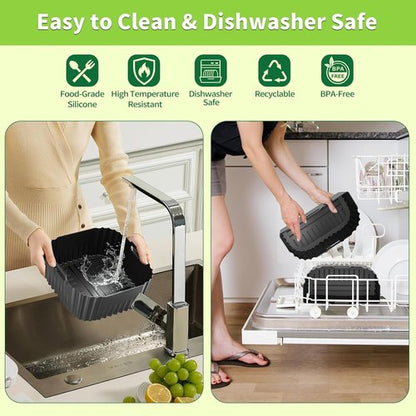 Chefman Air Fryer Silicone Liners - Reusable 3 Pack Baking Accessories for 8QT to 10QT Air Fryers