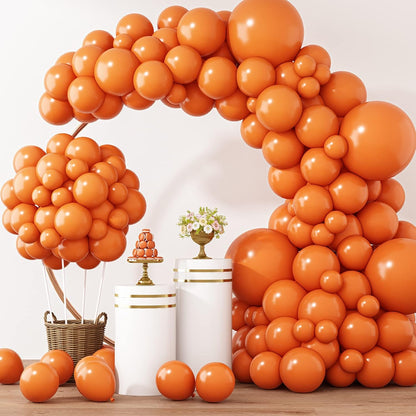 RUBFAC Orange Balloon Arch Kit - 129pcs in Various Sizes for Halloween & Thanksgiving Decor | Burnt Orange