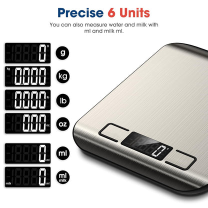 Mik-Nana Digital Kitchen Scale - 22lb Capacity for Accurate Weight in Grams & Ounces | Easy Clean Stainless Steel