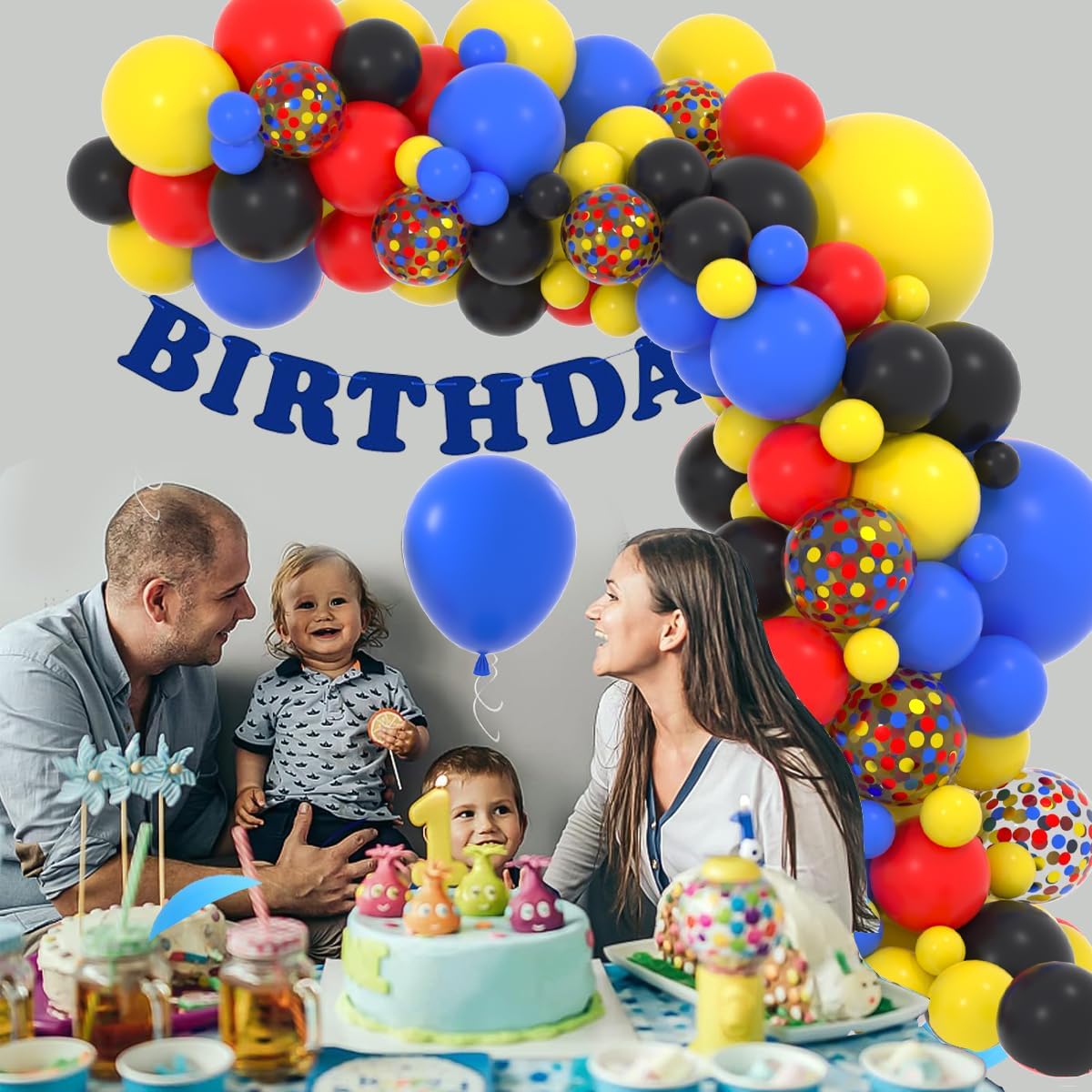 Skiennix Balloon Garland Arch Kit - 132PCS Red, Black & Royal Blue Latex Balloons for Birthday & Graduation Decor