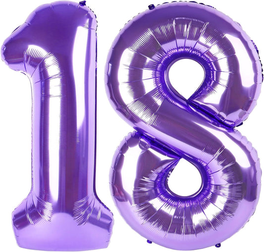Purple Number 18 Balloon - 40 Inch Birthday Decoration for 18th Party | Ideal for Boys & Girls