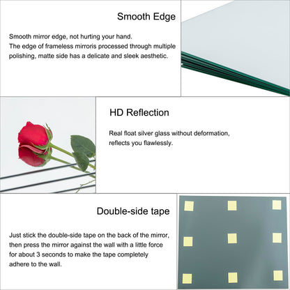 Ruomeng Gym Mirror Tiles, 12 Pcs, 10" x 12", Frameless, Wall-Mounted, Modern Home Gym, Bedroom, Door Mirror