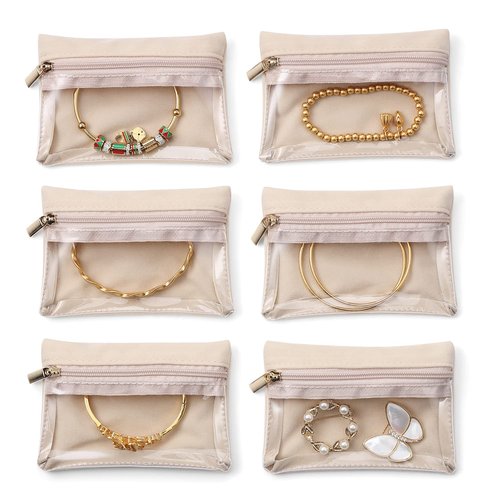 VLANDO Travel Jewelry Box Organizer – Portable PU Leather Jewelry Case with 6/8/12 Zippered Pouches, Compact Storage for Earrings Rings Necklaces Bracelets, Dark Green