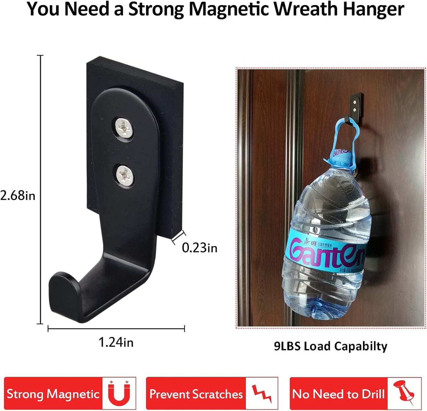 ULIBERMAGNET Strong Magnetic Hooks - Heavy Duty Anti-Slip Rubber Coated | 2 Pack for Wreaths, Coats, Bags, Towels