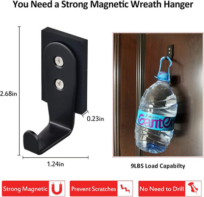 ULIBERMAGNET Strong Magnetic Hooks - Heavy Duty Anti-Slip Rubber Coated | 2 Pack for Wreaths, Coats, Bags, Towels