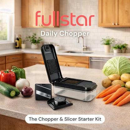 Fullstar Daily Vegetable Chopper and Mandoline Slicer - Kitchen Gadgets - Food Chopper with Container, Veggie Chopper, Fruit Cutter, Onion Dicer, Potato and Tomato Slicer for Salads