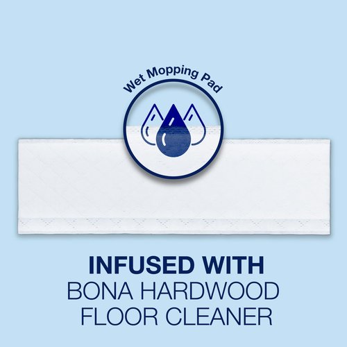 Bona Hardwood Floor Disposable Wet Cleaning Pads - 12 cleaning pads per pack - unscented - Use with Bona Mops - Residue-Free Floor Cleaning Solution for Wood Floors
