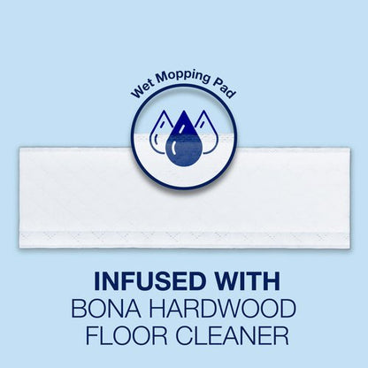 Bona Hardwood Floor Disposable Wet Cleaning Pads - 12 cleaning pads per pack - unscented - Use with Bona Mops - Residue-Free Floor Cleaning Solution for Wood Floors