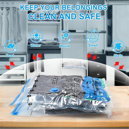 BoxLegend Vacuum Storage Bags - Thickened Waterproof Seal Bags with Hand Pump | 6 Medium 19.68’’x27.56’’ for Clothing & Bedding Storage