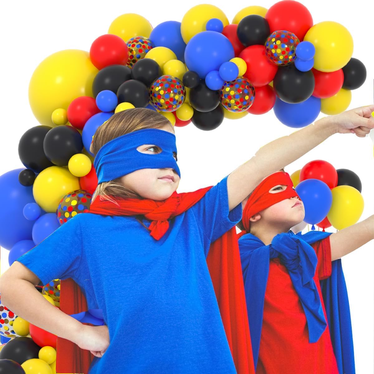 Skiennix Balloon Garland Arch Kit - 132PCS Red, Black & Royal Blue Latex Balloons for Birthday & Graduation Decor