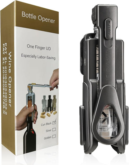 Wine Opener, Easy to Use Corkscrew Wine Opener with Foil Cutter, 6 inches, Lightweight and Small Travel Corkscrew for Wine Lovers, Black