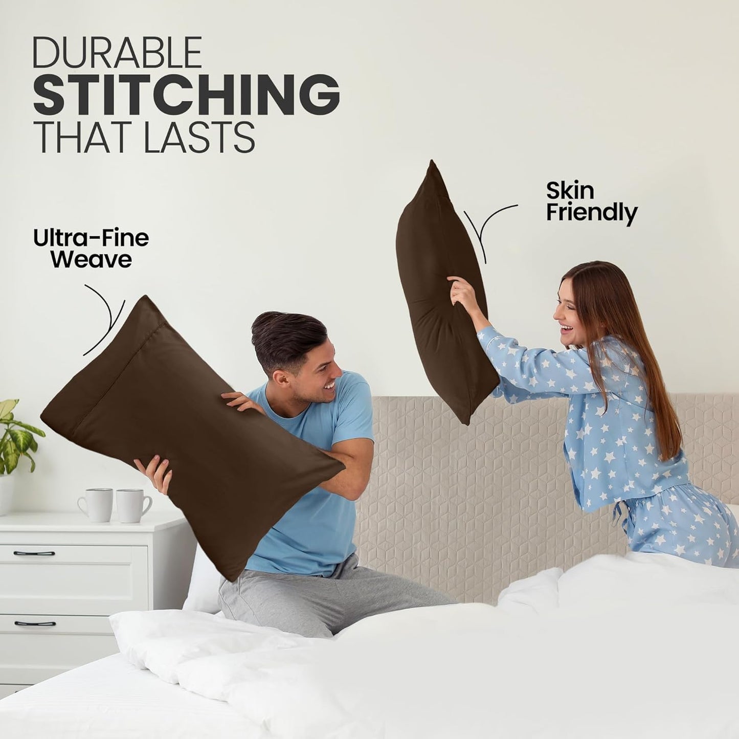 Utopia Bedding King Pillow Cases - Soft Brushed Microfiber - 2 Pack | Fade Resistant 20 x 40 Inches (Brown)