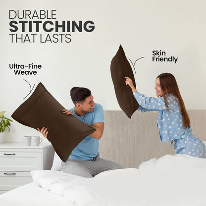 Utopia Bedding King Pillow Cases - Soft Brushed Microfiber - 2 Pack | Fade Resistant 20 x 40 Inches (Brown)