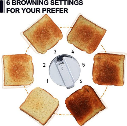 CUSIMAX 2-Slice Stainless Steel Toaster - Extra-Wide 1.5'' Slots, LED Display & 6 Browning Settings | Black