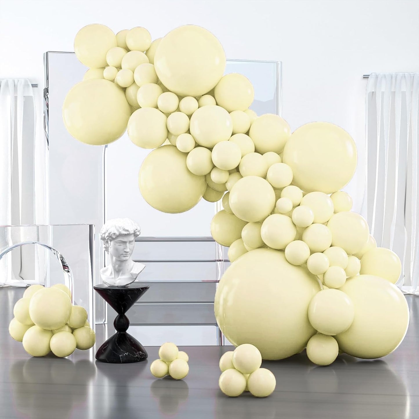 PartyWoo Pastel Yellow Balloons - 100 Pcs in Various Sizes for Baby Shower & Birthday Decor | Light Yellow