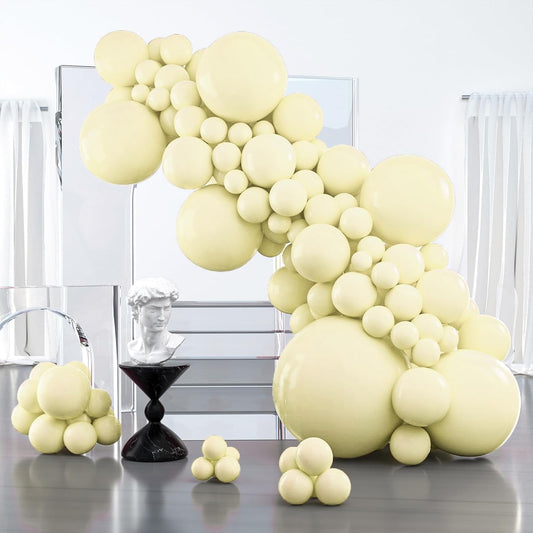PartyWoo Pastel Yellow Balloons - 100 Pcs in Various Sizes for Baby Shower & Birthday Decor | Light Yellow