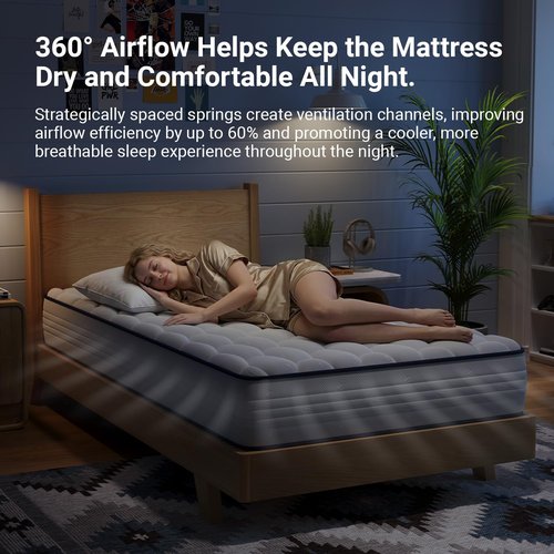 Avenco 6 Inch Twin Mattress, Foam and Spring Hybrid Mattresses in a Box, Medium Soft, Breathable Fabric & Adaptive Support, CertiPUR-US Certified, Twin Size Mattress in Guest and Kids Bedroom