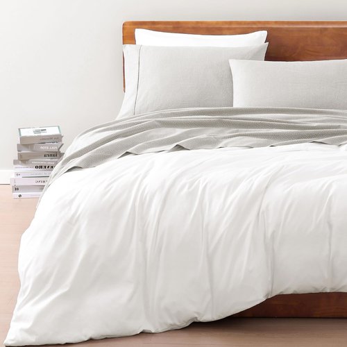 LANE LINEN RV Queen Sheets Set - 100% Organic Cotton Camper Sheet Sets 15" Deep Pocket Fitted - Snowdrop