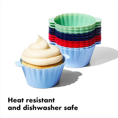 OXO Good Grips Silicone Baking Cups - Reusable, Non-Stick, BPA-Free | 12 Pack for Muffins & Cupcakes