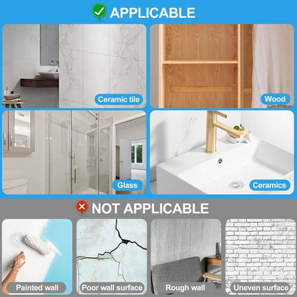 JINSHUNFA Heavy Duty Adhesive Wall Hooks - 13LB Capacity, No Drill, Waterproof, 12 Pack for Bathroom & Kitchen