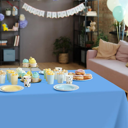 Skiennix Ocean Theme Tablecloth - 12 Pcs Disposable Light Blue Plastic Covers | 54 x 108 Inch for Beach Party Decor