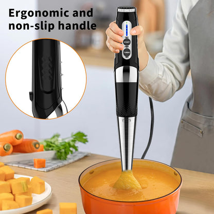 Skiennix Immersion Blender - 21-Speed Handheld Stick Blender with Adjustable Angle & Stainless Steel Blade for Smoothies, Soups, and Baby Food