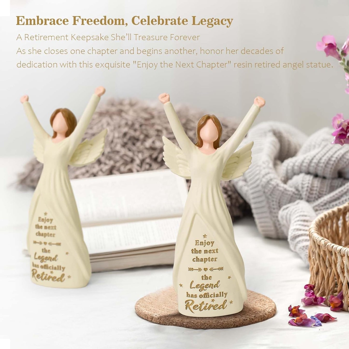 Regine Switzerland Retirement Gift - 7.5” Retired Angel Figurine for Women | Perfect for Coworkers & Friends