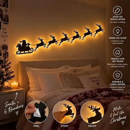 3D Light Up Wooden Reindeer Christmas Decor LED Wall Decoration - Variation A